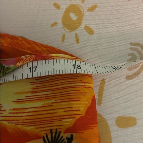 Puerto Rico Womens Dress Hawaiian Midi Tie Back Ankle Slits Orange Yellow Sz Med - Picture 9 of 12